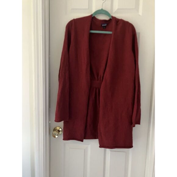 Patagonia Loislee Wrap Cardigan Womens Large Raspen Red Sweater Long Sleeve - Picture 1 of 7
